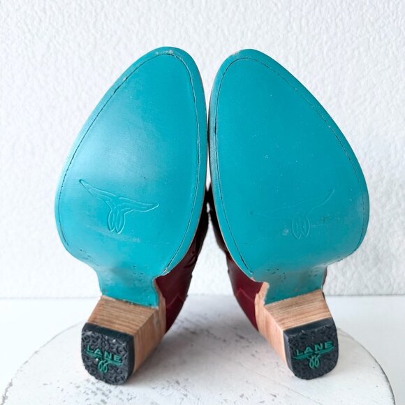 Lane CHELSEA Womens Cowboy Bootie 9.5 Western Red Short Cowgirl Ankle Boots - Picture 10 of 13